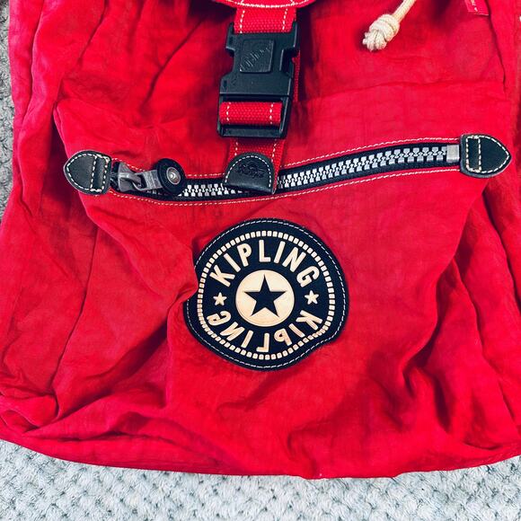 RARE 90s Vintage Kipling Oversized Large Logo Red Backpack Traveling Retro - Picture 2 of 8